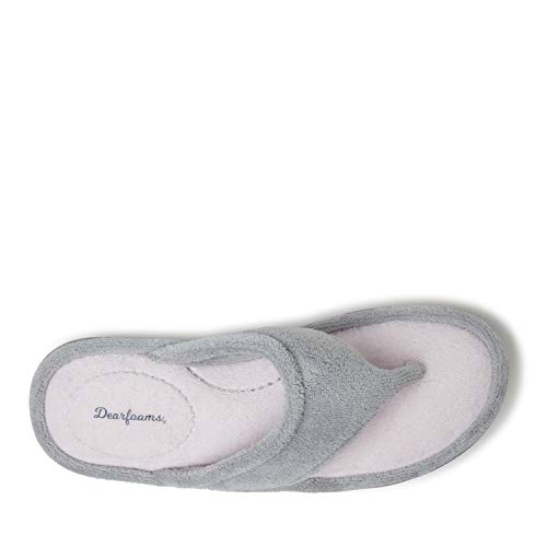 Image of Dearfoams Women's Melanie Colorblocked Microfiber Terry Thong Slipper