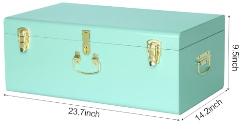 Image of Vixdonos Large Metal Trunk Decorative Storage Box College Dorm Chest with Handle
