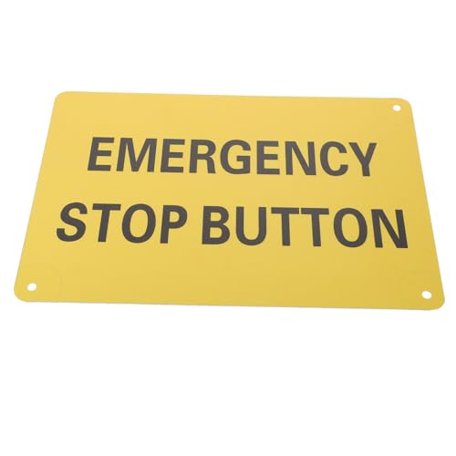 BUGUUYO señal de parada de emergencia de precaución boton de emergencia seguridad detener botón de parada señal de maquinaria industrial señal de parada de emergencia para equipos aluminio