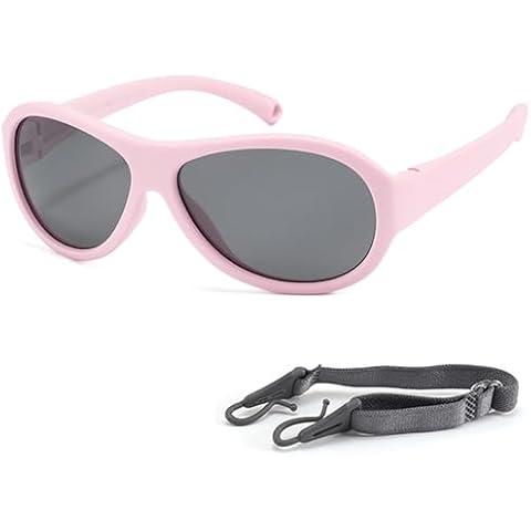 Teumire Kids Polarized Aviator Sunglasses Flexible Rubber Glasses Shades with Strap for Baby Boys Girls Age 0-36 Months(Pink) Cover
