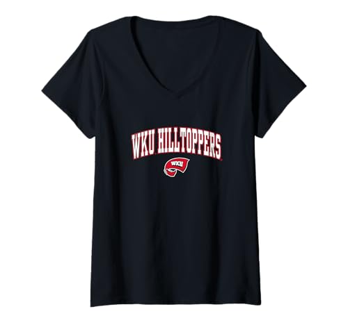 Womens Western Kentucky Hilltoppers Arch Over Black V-Neck T-Shirt