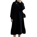 [andrei] フード付き ロングワンピース レディース スウェット 長袖 裏起毛 サイドスリット ゆるカジュアル 秋冬 ルームウェア (ブラック, L)