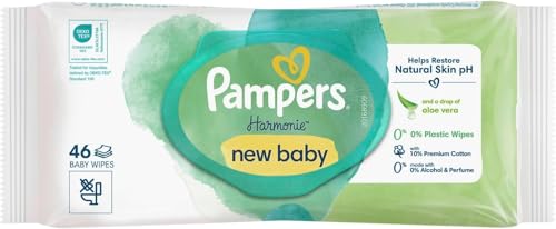Pampers Baby Feuchttücher Harmonie, New Baby Aloe Vera (Packung mit 5)