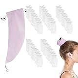 THXFUNAREA Pferdeschwanz Schutzhülle Wasserdichte + 50x Einweg-Ohrschützer Set,Verstellbare Crown Wash Duschhaube,Haarwasch-Pony-Kappe,Wiederverwendbar für Pool,Spa,für Frauen mit langen Haaren