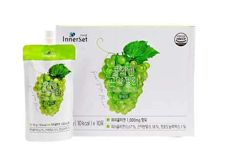 Innerset Collagen + Vitamin C Konjac Jelly Drink 150ml x10 pouches-10 Calorie, 0 Sugar-Dietary Supplement Snack(Green Grape)