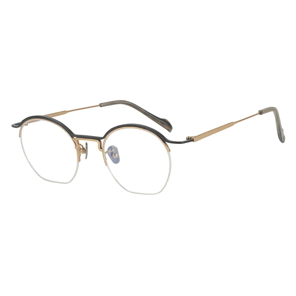 MKERT Oval Semi Rimless Blue Light Blocking Glasses for Women Men Lightweight Comfortable Pure Titanium Reading Glasses