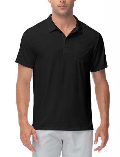 Image of Rdruko Men's Polo Shirts Short Sleeve Quick Dry Outdoor Golf Sports Shirts with Pocket