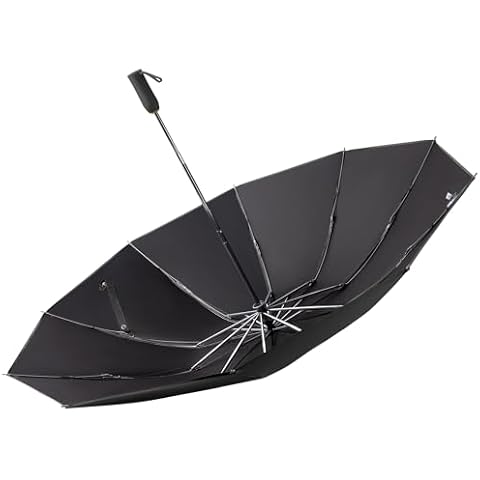 intekids Compact Reverse Folding Umbrella Auto Windproof Travel Umbrella,Business Umbrella,Strong and Portable,Wind Resistant, Folding Umbrella,Sunshade umbrella(Black,upgraded vinyl-UV protection) Cover