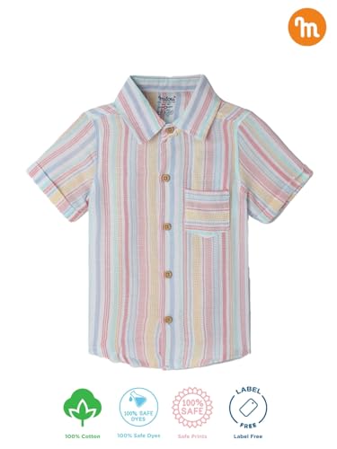 Image of Milou Girls 100% Cotton Stripes Allover Print Biowash Shorts | Soft & Breathable, Safe Dyes, Label-Free Comfort