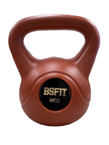 BSFIT® Pesa Rusa. Pesa Kettlebell de Hormigón con Mango Ergonómico. Mancuerna Kettlebell para Entrenamiento Muscular en casa y Gimnasio. Dumbbell (6 KG)