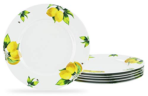 Reston Lloyd Calypso Basics Melamine Dinner Plates Set of 6,10 inch, BPA-Free, Non-Toxic, Break-Resistant, Dishwasher Safe, for Indoor and Outdoor use, Fresh Lemons by Reston Lloyd - Used condition - US$38.52