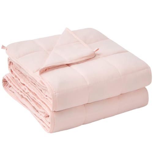 Image of yescool Weighted Blanket for Adults (15 lbs, 48 inch x 72 inch, Pink) Cooling Heavy Blanket for Sleeping Perfect for 140-160 lbs, Twin Size Breathable Blanket with Premium Glass Bead, Machine Washable