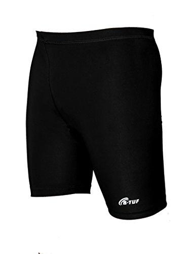 B-TUF Flexi Compression Half Tights Lycra Skin Shorts for Cycling Gym Cricket Fitness Yoga Sports Outdoor for Mens and Womens (Black)