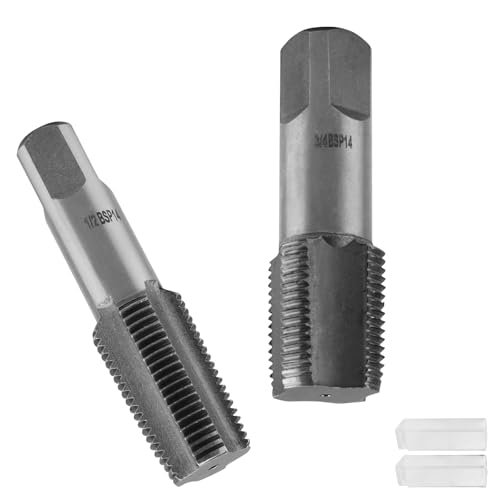 CHSEROK 2 Stück BSP-Gewindebohrer-Set mit Aufbewahrungsbox, 1/2 Zoll und 3/4 Zoll Innengewinde Rohrgewindebohrer, Gewindeschneider für Rohre, für Sanitärinstallationen, Mechanische Reparaturen, DIY