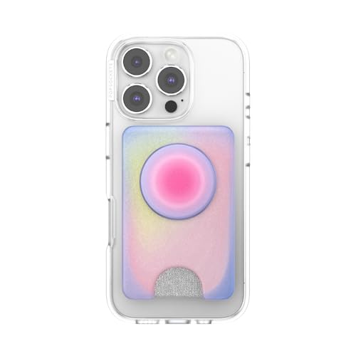 Image of PopSockets Kick-Out Wallet for MagSafe, Adjustable Kickstand, Magnetic Stand, Rainbow - Aura