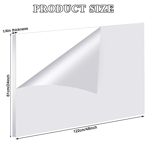 Roowest 2 Pcs 24 x 48 Inch, 1/4 Inch Thick Clear Acrylic Plexiglass Sheets Transparent Plastic Panels Sheets Cut to Size Cast Acrylic Board Panel with Protective Film for Craft DIY Project Sign Frame - Image 2
