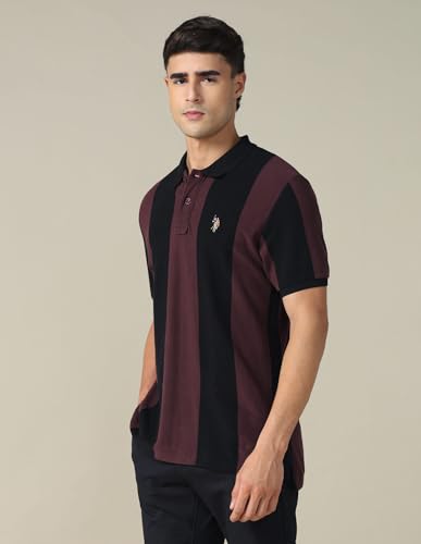 Image of U.S. Polo ASSN. Striped Slim Fit Polo T Shirts for Men - 100% Cotton, Half Sleeves Mens Tshirt