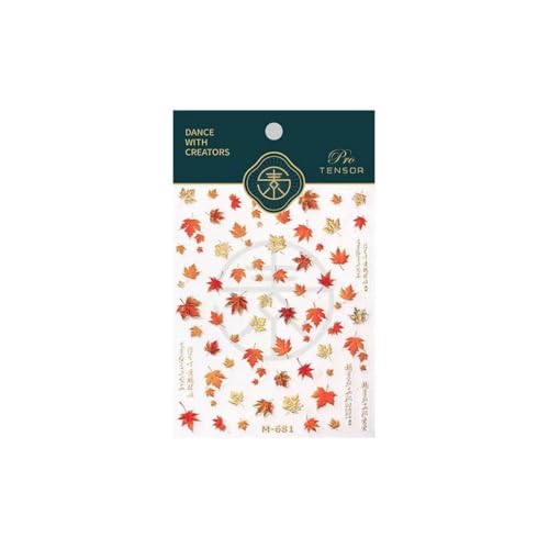Image of Maple Leaf Nail Stickers Fall Nail Art Decals with Design 5D Embossed Self Adhesive Autumn Leaf Nails Decals for Nails Art Thanksgiving Nail Decoration Fall Nails Supplies for Women DIY Manicure