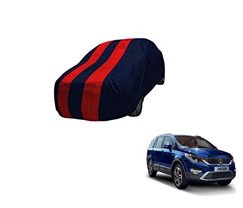 Image of Auto Hub Car Cover Compatible with Tata Hexa with Mirror Pocket,Triple Stitched, Weather Proof, Hexa Car Cover- Navy-Red