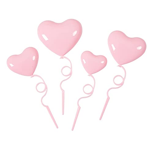 24 Pieces Plastic Heart Cake Topper 3D Love Plastic Cake Flag Cupcake Macaron Decoration For Valentines Day Wedding Anniversary Engagement Birthday Party Baby Shower Supplies #TOP6
