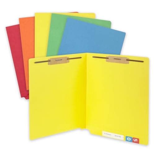 Blue Summit Supplies 50 End Tab Fastener File Folders, Assorted