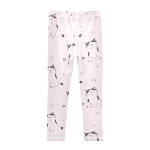 Cat and Heart Girls Leggings,Workout Leggings for Girls Toddler Athletic Legging Size for 3-10T2