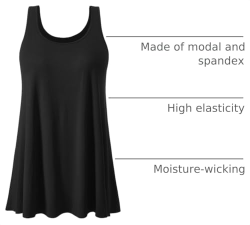 Image of Air Curvey Tank Tops for Women Build in Bra Casual Flowy Tank Pleated Loose Fit S-XXXXL