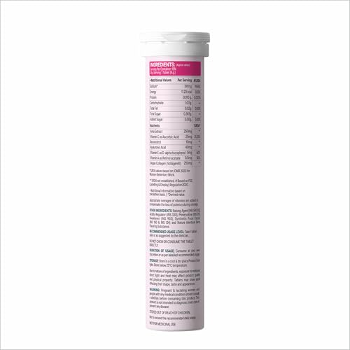 Image of Collagen Effervescent Tablets For Skin Glow | With Vitamin C, Hyaluronic Acid & Resveratrol | Mix Berry Flavor | Skin Hydration & Anti-Aging Support | Vegan Beauty Supplement For Women & Men | 15 Tablets Each (Pack Of 6)