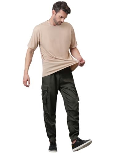 Image of KOTTY Men's Solid Mid Rise Utility Pocket Button Willow Blue Regular Cargo