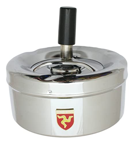 Isle of Man Shield Rotary Ashtray Drop Down Button Outdoor Windproof Portable Smokers Gift 472