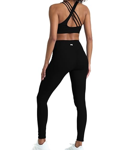 POPSUGAR 2 Piece Workout Sets for women, High Waist Leggings and Sports Bra Yoga Set Matching Gym Pilates Running Work Outfit