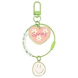 Portachiavi2 Pezzi Di Ciondolo Portachiavi Cuore Di Pesca Acrilico, Piccole Perline D Amore Fresche, Anello, Faccina Sorridente, Accessori In Metallo, Decorazione Della Borsa