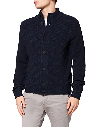 Image of Pierre Cardin Men's Knit Crew Neck Airwool Intarsia Pullover - Blue - L
