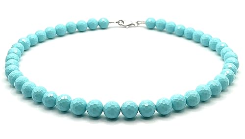 Collier turquoise ras du cou anti-allergie en argent 925 fait main