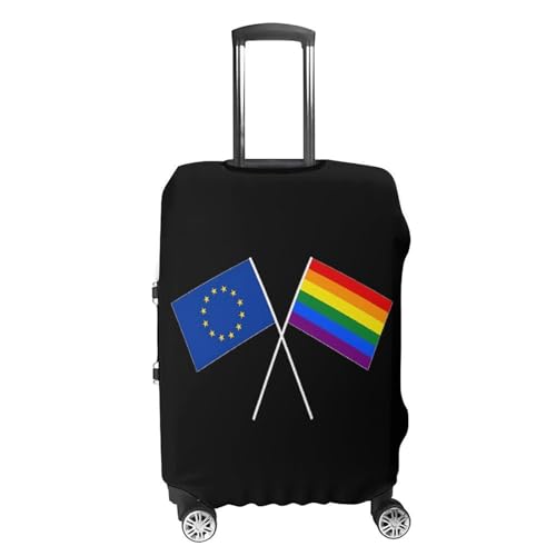 Europe EU Rainbow Flag Travel Luggage Cover for Suitcase 19-32 Inches Elastic Washable Baggage Protector4