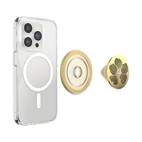 Image of PopSockets Phone Grip Compatible with MagSafe, Phone Holder, Wireless Charging Compatible - Mae Flower w /Pearl