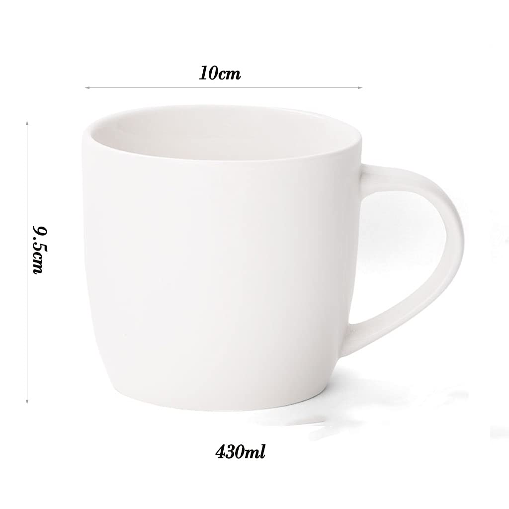 Spodki i łyżka, kubki ceramiczne, Kubek porcelanowy 14,5 uncji, duże kubki do kawy białe, kubki do latte do specjalnych napojów kawowych, latte, kawiarnia mokka i herbata, zestaw podarunkowy kubków dl