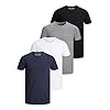 Jack & Jones Basic O-Neck Tee T-shirt voor heren, ronde hals, verpakking van 4 stuks