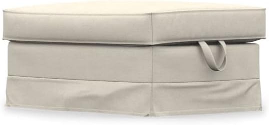 comfortly Footstool Slipcover Replacement Hand Made Compatible with EKTORP Ottoman - COVERS ONLY (Crown - Ivory)