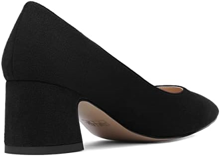 AMBELIGHT Women's Casual Slip On Office 2 Inch Block Low Heel Suede Chunky Pointed Toe Pumps Shoes Black Size 9 - Zapatos de Tacon para Niñas | Image 4