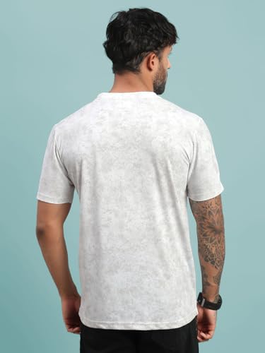 Image of Lux Nitro Men's Cloud Burst Printed Half Sleeve T-Shirt | Cotton Blend Round Neck Tee | Regular Fit Casual Wear