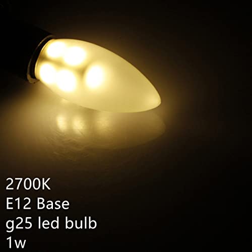 G25 Led Retro Frosted Bulb 1W Ac120V E12 Edison Bulb Candle Holder Base, 2700K Warm White Small Filament Bulb For Ceiling Lamp Of Chandelier, Pack Of 4 #TOP3