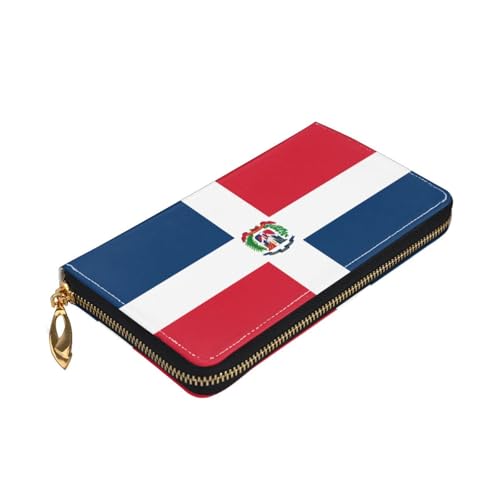 Dominican Republic Long leather wallet - with zipper - portable and waterproof, suitable for office, study and daily use3