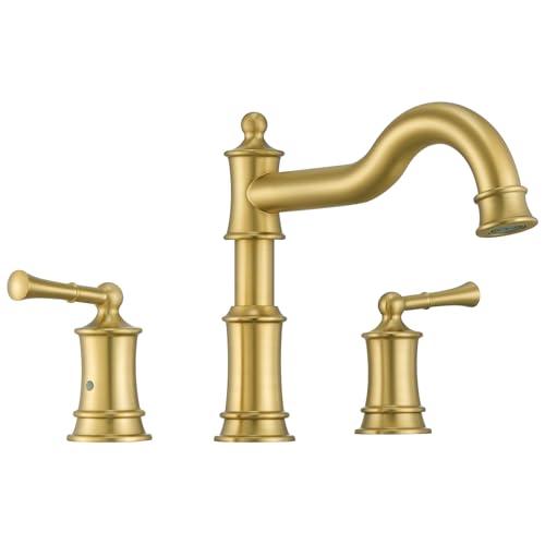 Roman Tub Faucet Set with Valve, Qinkell 12-16 Inch Widespread 3 Hole Deck Mount Bathtub Faucet...