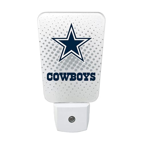 Party Animal NFL Team LED Night Light, with Auto Sensor and 3 Light Settings, Slim 5-Inch Design fits Standard Outlets, Dallas Cowboys