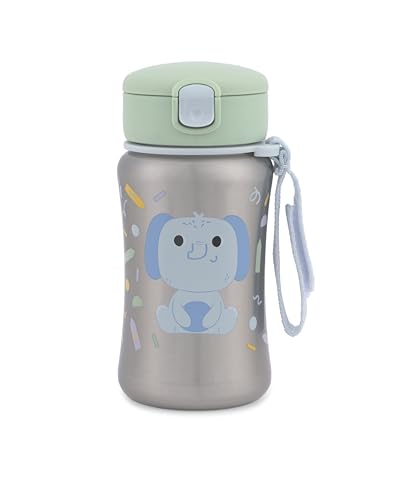 Image of Skip Hop Toddler Sippy Cup with Straw, BPA-Free, Holds 12 oz. Stainless Steel Straw Bottle, Besties Squad, Elephant