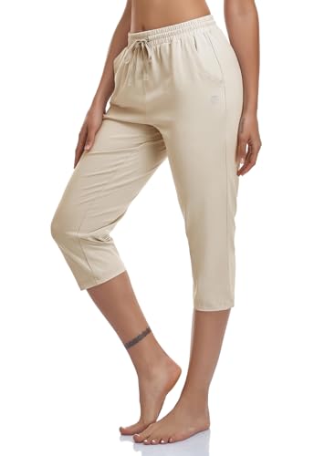 VEOBIKE Women's Joggers Capri Pants Cotton Jersey Pants Drawstring Active Workout Sweatpants Loose Lounge Crop Pants Pockets - image 1