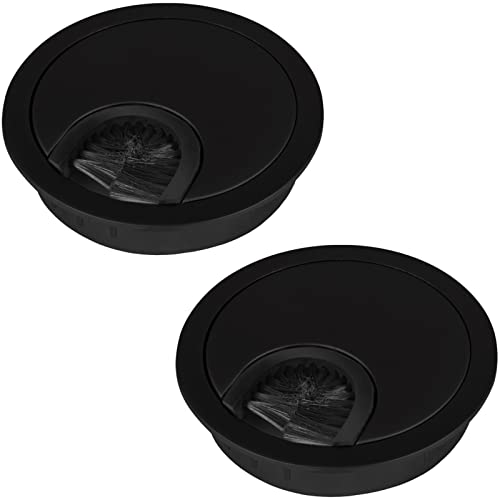 SOTECH 2 Stück Kabeldurchlass Metall Bohrmaß Ø 68 mm schwarz matt mit Bürstendichtung Kabeldurchführung Außen-Ø 76 mm