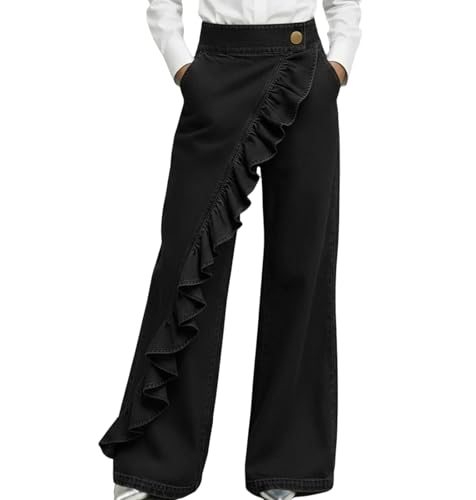 La mejor comparación de Retales disponible en línea para comprar. 44 MRNYQBM Pantalones Vaqueros de Cintura Alta y Pierna Recta para Mujer, Pantalones Elegantes Informales de Negocios, Pantalones Vaqueros envolventes de retales a la Moda,Black,S
