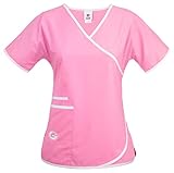 Fabrique Innovations NFL Unisex Breast Cancer Awarness Wrap Scrub Top, Green Bay Packers, X-Large